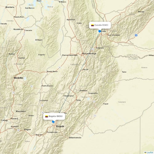 AVIANCA flights between Bogota and Cucuta