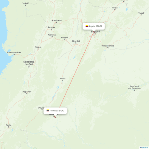 EasyFly flights between Bogota and Florencia