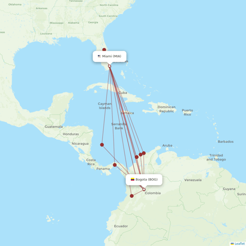 AVIANCA flights between Bogota and Miami