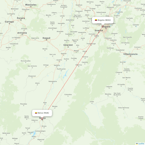 EasyFly flights between Bogota and Neiva