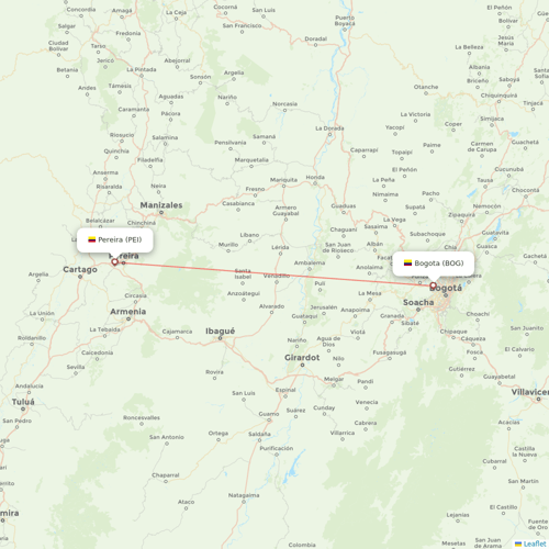 JetSMART flights between Bogota and Pereira