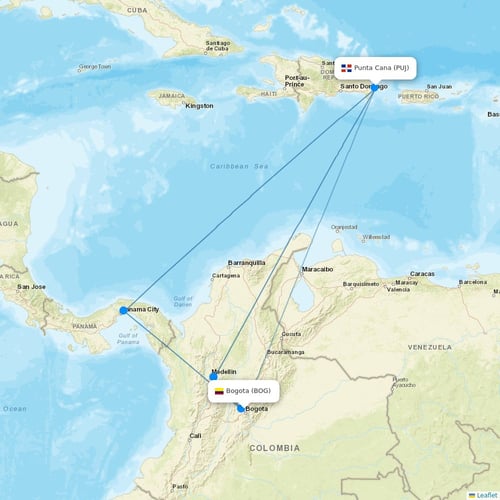 Wingo flights between Bogota and Punta Cana