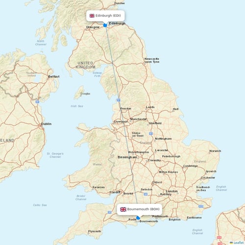 Ryanair UK flights between Bournemouth and Edinburgh