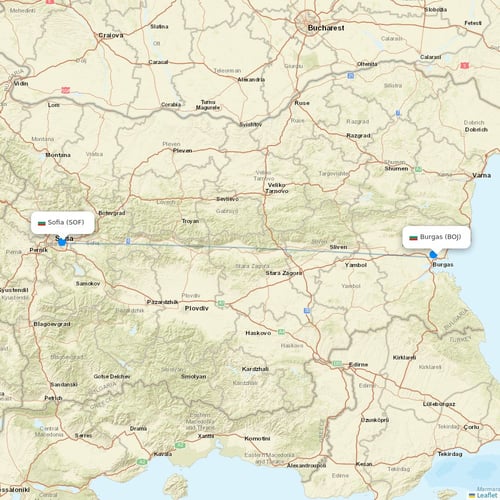 Bulgaria Air flights between Burgas and Sofia