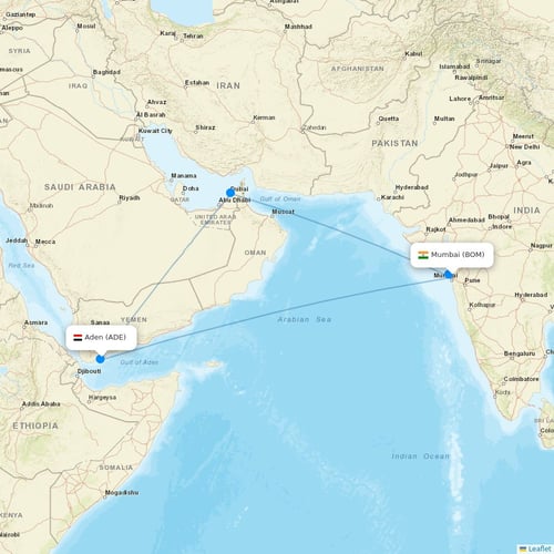 Yemenia flights between Mumbai and Aden