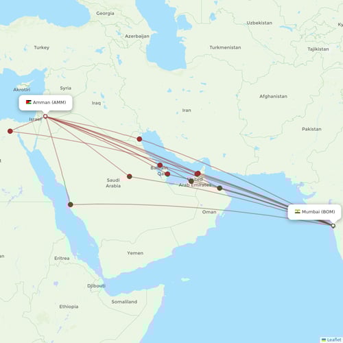 Royal Jordanian flights between Mumbai and Amman
