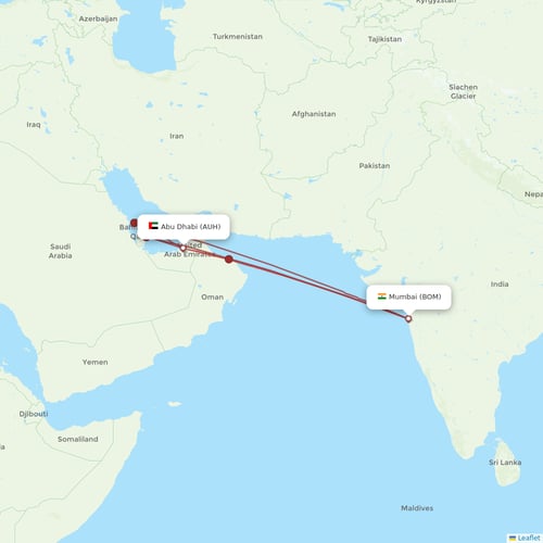Etihad Airways flights between Mumbai and Abu Dhabi