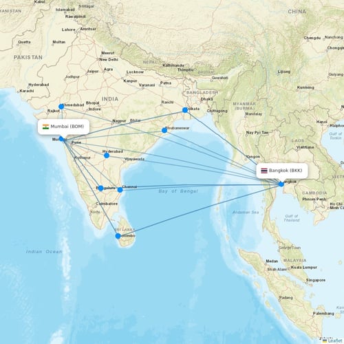 Thai Vietjet Air flights between Mumbai and Bangkok