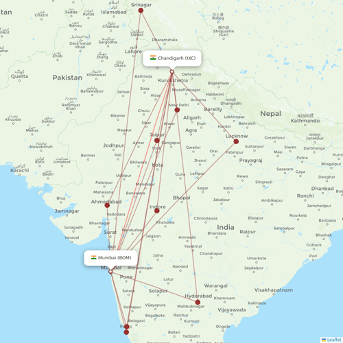 Vistara flights between Mumbai and Chandigarh