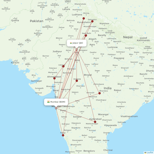 Vistara flights between Mumbai and Jaipur