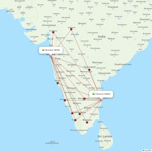 Air India flights between Mumbai and Chennai