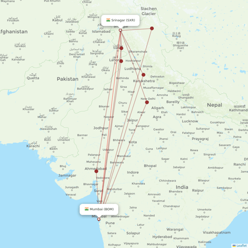 SpiceJet flights between Mumbai and Srinagar