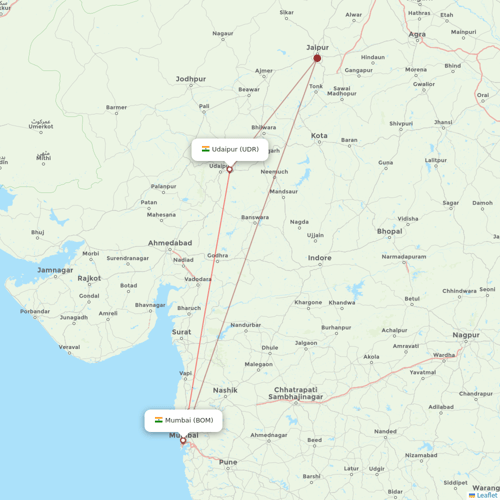Vistara flights between Mumbai and Udaipur