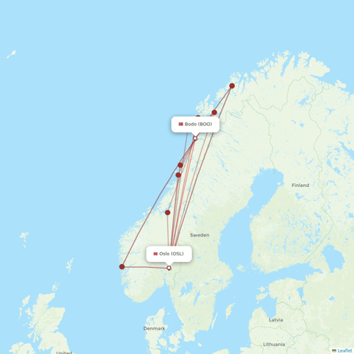 Norwegian Air flights between Bodo and Oslo