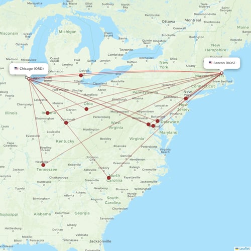United Airlines flights between Boston and Chicago