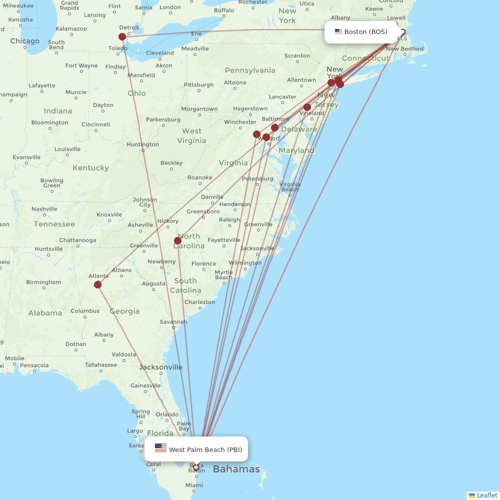 JetBlue Airways flights between Boston and West Palm Beach