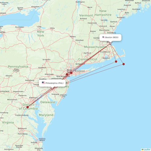 American Airlines flights between Boston and Philadelphia