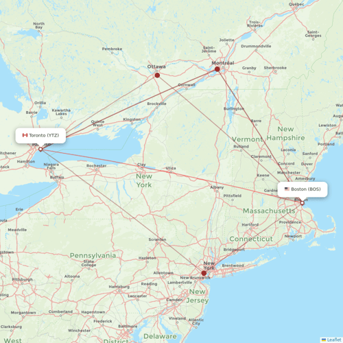 Porter Airlines flights between Boston and Toronto