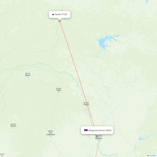 Aurora flights between Blagoveschensk and Tynda