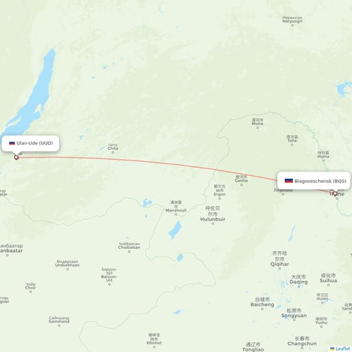IrAero flights between Blagoveschensk and Ulan-Ude