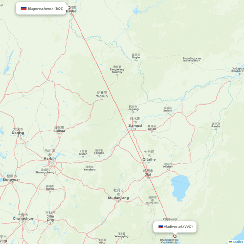 IrAero flights between Blagoveschensk and Vladivostok
