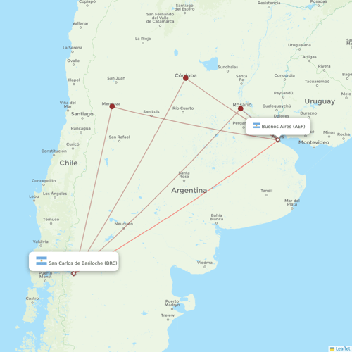 Aerolineas Argentinas flights between San Carlos de Bariloche and Buenos Aires