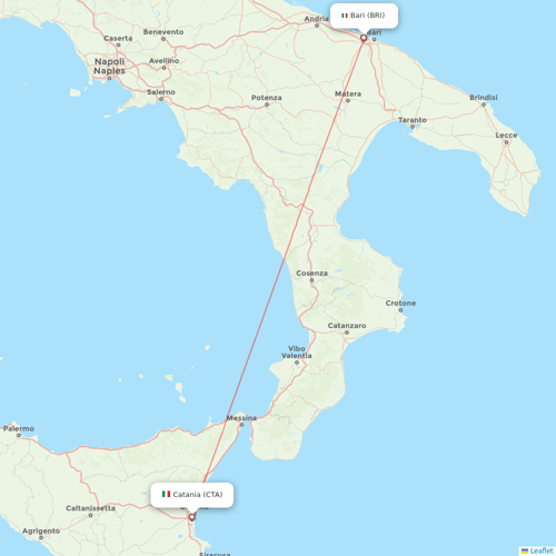 Neos flights between Bari and Catania