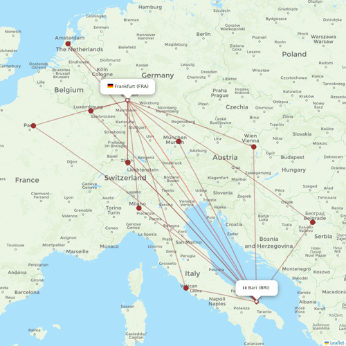 Airbus Transport International flights between Bari and Frankfurt