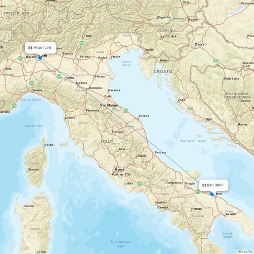 ITA Airways flights between Bari and Milan