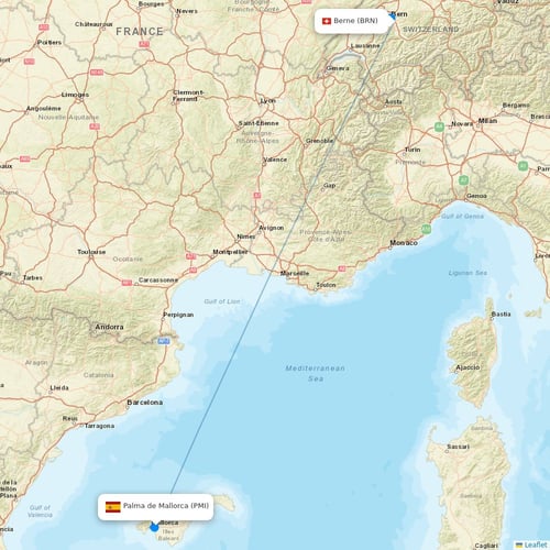 TAB flights between Berne and Palma de Mallorca