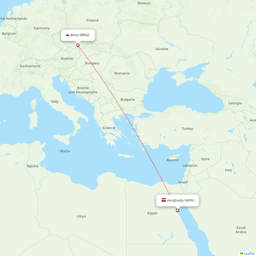 SmartWings flights between Brno and Hurghada