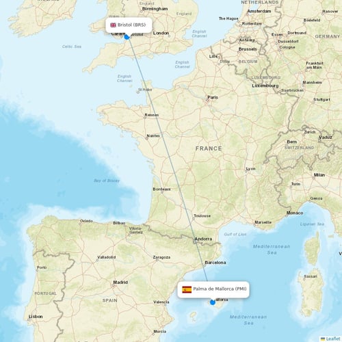 Jet2 flights between Bristol and Palma de Mallorca