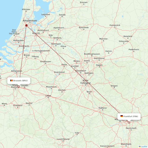 Lufthansa flights between Brussels and Frankfurt