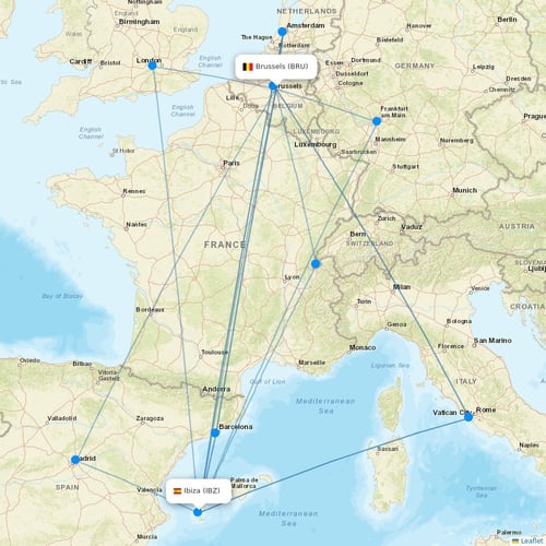 TUI Airlines Belgium flights between Brussels and Ibiza