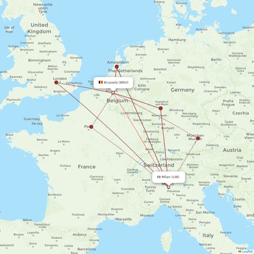 Brussels Airlines flights between Brussels and Milan
