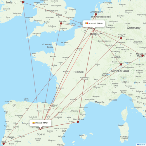 Iberia flights between Brussels and Madrid