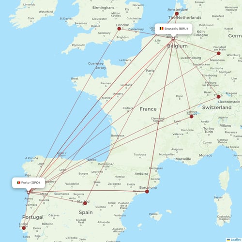 Brussels Airlines flights between Brussels and Porto