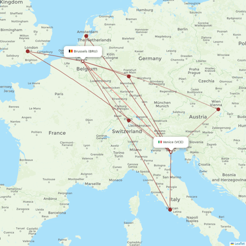 Brussels Airlines flights between Brussels and Venice