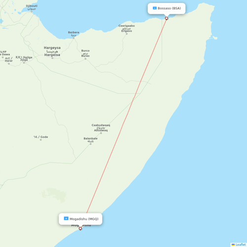 Daallo Airlines flights between Bossaso and Mogadishu