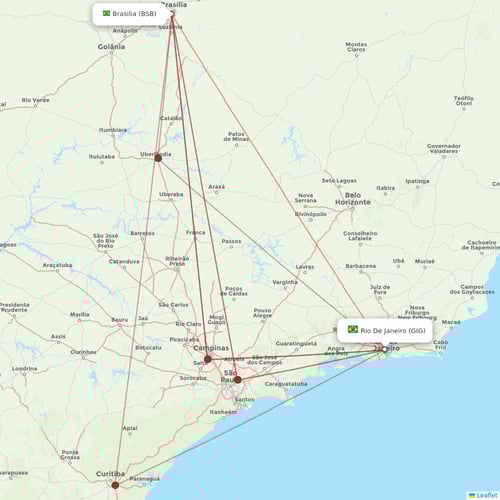 Gol flights between Brasilia and Rio De Janeiro