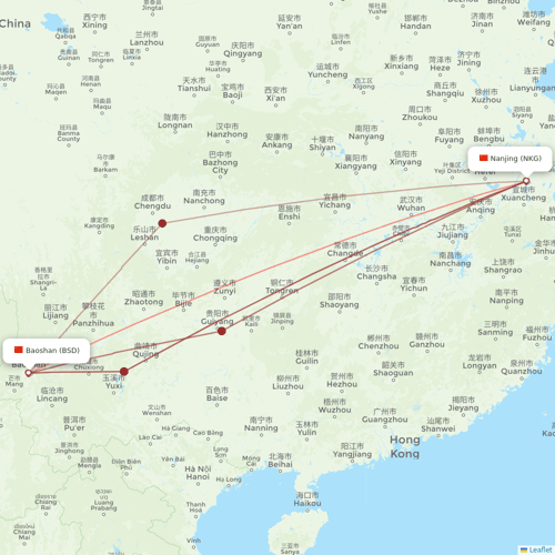 HongTu Airlines flights between Baoshan and Nanjing