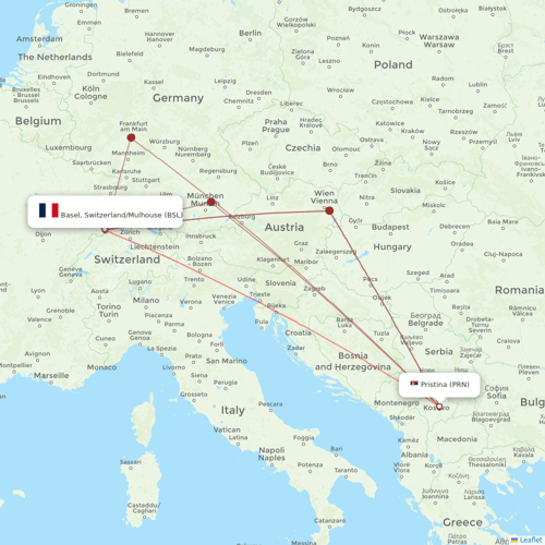 Germania flights between Basel, Switzerland/Mulhouse and Pristina