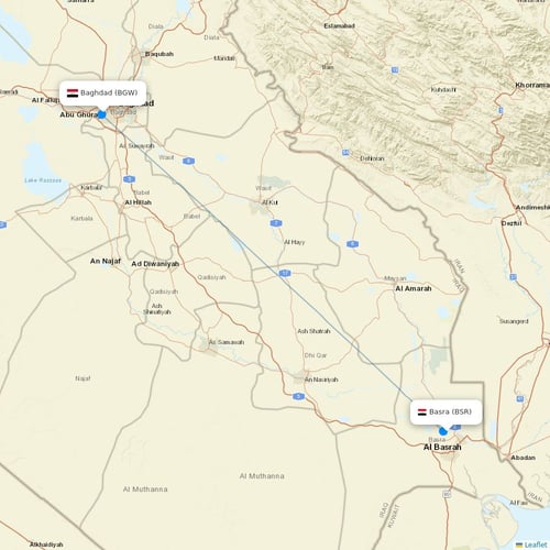 Iraqi Airways flights between Basra and Baghdad