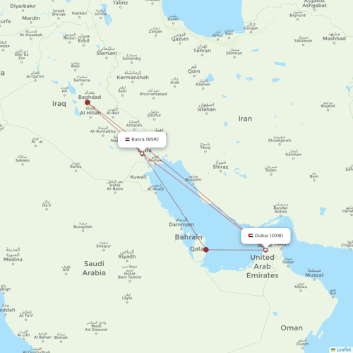 Iraqi Airways flights between Basra and Dubai