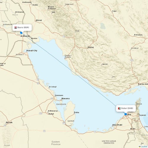 Iraqi Airways flights between Basra and Dubai