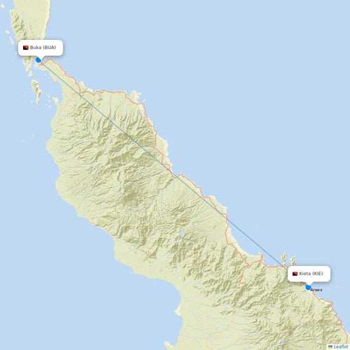 PNG Air flights between Buka and Kieta