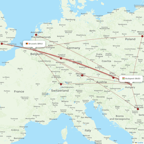 Brussels Airlines flights between Budapest and Brussels