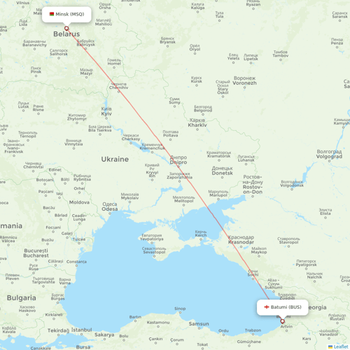 Belavia flights between Batumi and Minsk