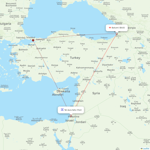Arkia Israeli Airlines flights between Batumi and Tel Aviv-Yafo