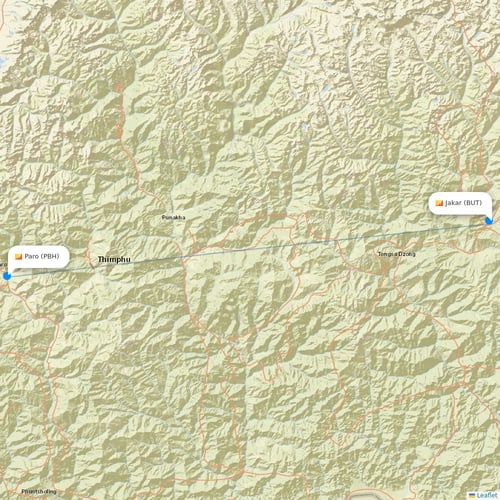 Drukair flights between Jakar and Paro